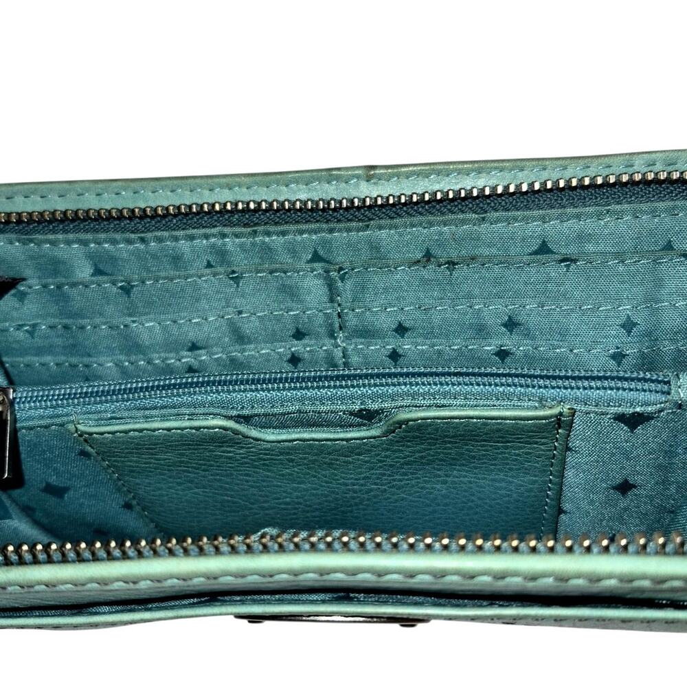 Vintage Fossil Maddox Women's Green Textured Leather Zip Around Clutch Wallet - Picture 6 of 7